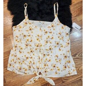 NEW Cream and Yellow and Purple Floral Tank Top Size XL